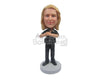 Custom Bobblehead Gorgeous Policewoman Ready Her Work And Wearing Her Professional Attire - Careers & Professionals Arm Forces Personalized Bobblehead & Cake Topper