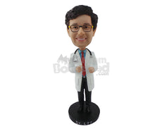 Custom Bobblehead Doctor Wearing A Medical Lab Coat And Stethoscope - Careers & Professionals Medical Doctors Personalized Bobblehead & Cake Topper