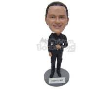 Custom Bobblehead Spy Wearing Classic Blended Dress - Careers & Professionals Arms Forces Personalized Bobblehead & Cake Topper