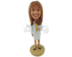 Custom Bobblehead Smart Woman Wearing Fancy Dress - Careers & Professionals Corporate & Executives Personalized Bobblehead & Cake Topper