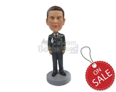 Custom Bobblehead Police Officer Giving A Serious Look Wearing Police Attire - Careers & Professionals Arm Forces Personalized Bobblehead & Cake Topper