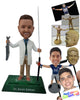 Custom Bobblehead Doctor Holding Fishing Essentials In His Hand - Careers & Professionals Medical Doctors Personalized Bobblehead & Cake Topper