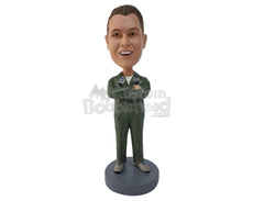 Custom Bobblehead Fighter Jet Pilot - Careers & Professionals Arms Forces Personalized Bobblehead & Cake Topper