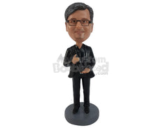 Custom Bobblehead Bartender Man Holding Wine In His Hand - Careers & Professionals Waiter Personalized Bobblehead & Cake Topper