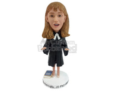 Custom Bobblehead Judge Wearing Her Gown And A Tie - Careers & Professionals Lawyers Personalized Bobblehead & Cake Topper