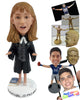 Custom Bobblehead Judge Wearing Her Gown And A Tie - Careers & Professionals Lawyers Personalized Bobblehead & Cake Topper