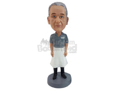 Custom Bobblehead Cook Wearing A Long Apron - Careers & Professionals Chefs Personalized Bobblehead & Cake Topper