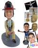 Custom Bobblehead Firefighter With Large HoseReady to Fight The Blaze - Careers & Professionals Firefighters Personalized Bobblehead & Cake Topper