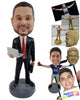 Custom Bobblehead Man Wearing Shirt While Holding A Laptop, Like A Stock Breaker - Careers & Professionals Corporate & Executives Personalized Bobblehead & Cake Topper