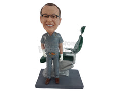 Custom Bobblehead Dentist With His Fancy Chair And Uniform - Careers & Professionals Medical Doctors Personalized Bobblehead & Cake Topper
