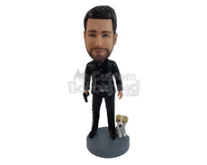 Custom Bobblehead Spy 007 Holding A Gun - Careers & Professionals Arms Forces Personalized Bobblehead & Cake Topper
