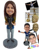 Custom Bobblehead Cool Videographer ready to start recording with a pro camera at hand - Careers & Professionals Reporters Personalized Bobblehead & Action Figure