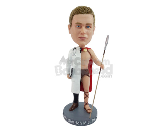 Custom Bobblehead Spartan Doctor ready to fight all viruses - Careers & Professionals Medical Doctors Personalized Bobblehead & Action Figure