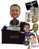Custom Bobblehead Office assistant wearing a polo shirt sitting with his hot cup of coffee - Careers & Professionals Corporate & Executives Personalized Bobblehead & Action Figure