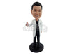 Custom Bobblehead Relaxed doctor holding a soda can wearing scrubs and a lab coat - Careers & Professionals Medical Doctors Personalized Bobblehead & Action Figure