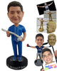 Custom Bobblehead Chiropractor In Fitted Scrubs Holding A Spine In Hand - Careers & Professionals Chiropractors Personalized Bobblehead & Cake Topper