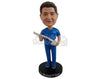 Custom Bobblehead Chiropractor In Fitted Scrubs Holding A Spine In Hand - Careers & Professionals Chiropractors Personalized Bobblehead & Cake Topper