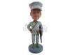 Custom Bobblehead Fierce looking soldir with his machine gun and a toy on the waist rady to fight for his family and country - Careers & Professionals Arms Forces Personalized Bobblehead & Action Figure