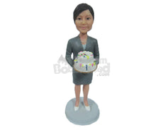 Custom Bobblehead Cool Corporate Lady In Formal Outfit Celebrating Birthday - Careers & Professionals Corporate & Executives Personalized Bobblehead & Cake Topper