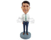 Custom Bobblehead Happy looking business man wearing a dope tie with one hand inside pocket - Careers & Professionals Corporate & Executives Personalized Bobblehead & Action Figure