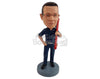 Custom Bobblehead Super strong worker holding a huge adjustable wrench - Careers & Professionals Architects & Engineers Personalized Bobblehead & Action Figure