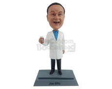 Custom Bobblehead Professional Male Pharmacist recomending the best medicine with business card holder at the base - Careers & Professionals Medical Doctors Personalized Bobblehead & Action Figure
