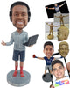 Custom Bobblehead Home working dude wearing nice shirt, shorts and socks with a computer at hand - Careers & Professionals Corporate & Executives Personalized Bobblehead & Action Figure