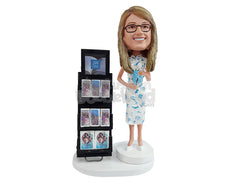 Custom Bobblehead Beautifull tredy dressed girl ready to give out some information pamphlets - Careers & Professionals Religious Personalized Bobblehead & Action Figure