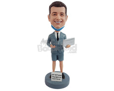 Custom Bobblehead Funny dude taking work conferences on a laptop to the next level, home edition - Careers & Professionals Corporate & Executives Personalized Bobblehead & Action Figure