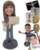 Custom Bobblehead Gorgeous Female Reporter Wearing Jeans And Heavy Boots - Careers & Professionals Reporters Personalized Bobblehead & Cake Topper