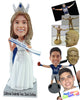 Custom Bobblehead Miss holding her sashwith both hands - Careers & Professionals Corporate & Executives Personalized Bobblehead & Action Figure