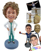 Custom Bobblehead Cool doctor with both hands on hips wearng scrubs and a lab coat with a stethoscope - Careers & Professionals Medical Doctors Personalized Bobblehead & Action Figure