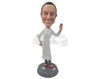 Custom Bobblehead Cool Tall Chef Weaving Hello With Apron And Sneakers On - Careers & Professionals Chefs Personalized Bobblehead & Cake Topper