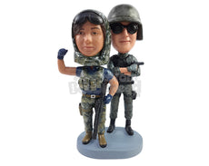 Custom Bobblehead Cool Fighting couple ready to start shooting drill - Careers & Professionals Arms Forces Personalized Bobblehead & Action Figure
