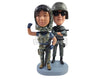 Custom Bobblehead Cool Fighting couple ready to start shooting drill - Careers & Professionals Arms Forces Personalized Bobblehead & Action Figure