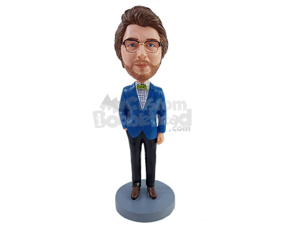 Custom Bobblehead Fashionable man a party suit with one hand inside pocket - Careers & Professionals Fashion Designer Personalized Bobblehead & Action Figure