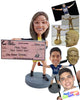 Custom Bobblehead Excited girl showing off her big paycheck - Careers & Professionals Corporate & Executives Personalized Bobblehead & Action Figure