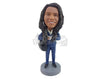 Custom Bobblehead Female mail carrier wearing a jacket with a bag over her shoulder - Careers & Professionals Corporate & Executives Personalized Bobblehead & Action Figure