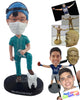 Custom Bobblehead Cool dentist steping on a big dental mold wering scrubs with dental tools - Careers & Professionals Dentists Personalized Bobblehead & Action Figure