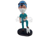 Custom Bobblehead Cool dentist steping on a big dental mold wering scrubs with dental tools - Careers & Professionals Dentists Personalized Bobblehead & Action Figure