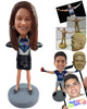 Custom Bobblehead Super strong office female worker wearing nice suit skirt and flats - Careers & Professionals Corporate & Executives Personalized Bobblehead & Action Figure