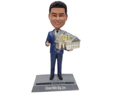 Custom Bobblehead Realtor with House Ready to Sell You A Dream Property - Careers & Professionals Real Estate Agents Personalized Bobblehead & Cake Topper