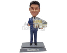 Custom Bobblehead Realor salesman showing a home model prop - Careers & Professionals Real Estate Agents Personalized Bobblehead & Action Figure