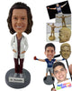 Custom Bobblehead Female doctor wearing scrubs and a lab coat with a sethoscope around the neck and hands in pockets - Careers & Professionals Medical Doctors Personalized Bobblehead & Action Figure