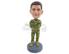 Custom Bobblehead Army officer wearing uniform with combat boots and hands in the back - Careers & Professionals Arms Forces Personalized Bobblehead & Action Figure