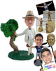 Custom Bobblehead Botanist male wearing nice suite leaning on a big tree - Careers & Professionals Teachers Personalized Bobblehead & Action Figure