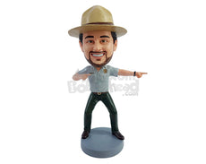 Custom Bobblehead Funny looking Patrol Sheriff showing the right way - Careers & Professionals Arms Forces Personalized Bobblehead & Action Figure