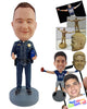 Custom Bobblehead Retiring officer holding an award for his years of loyalty and service wearing his uniform - Careers & Professionals Arms Forces Personalized Bobblehead & Action Figure