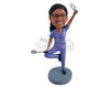 Custom Bobblehead Multitasking Yoga dentist wearing scrubs and holding a dental tool and a spatule on the other hand - Careers & Professionals Medical Doctors Personalized Bobblehead & Action Figure