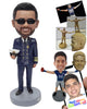 Custom Bobblehead Flight Captain holding his hat in one hand wearing a nice pilot's suit - Careers & Professionals Arms Forces Personalized Bobblehead & Action Figure
